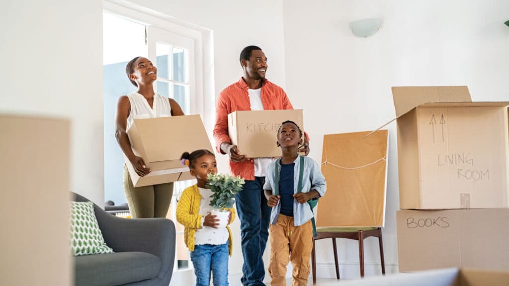 Family moving into a new home in the Northeast