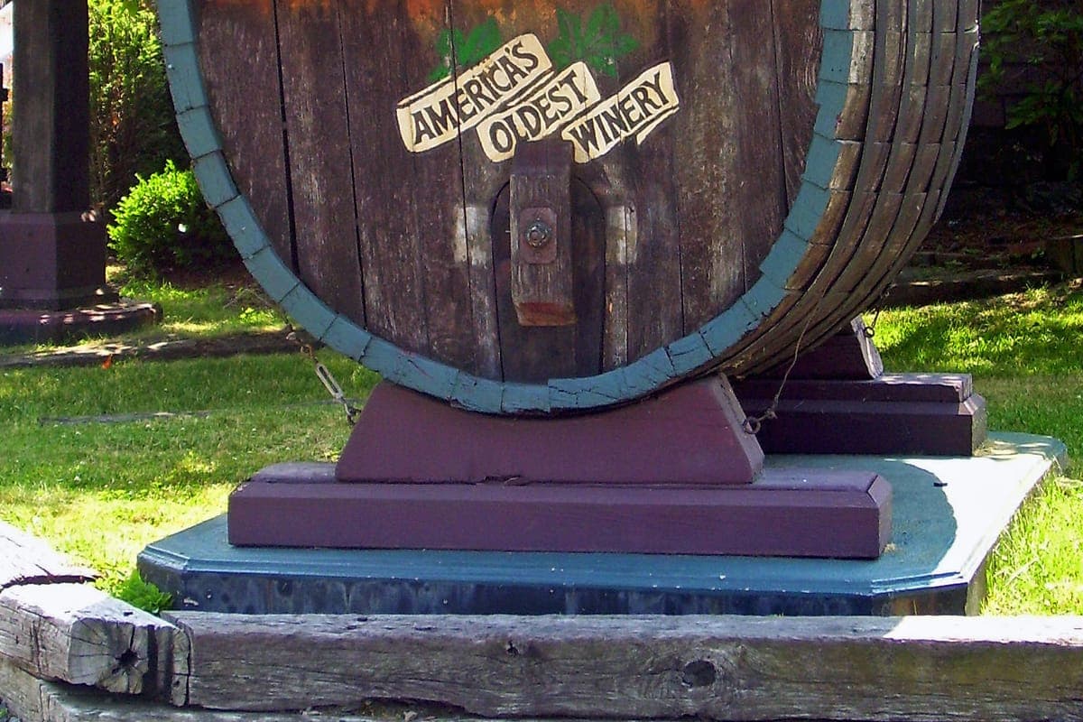 Brotherhood Winery barrel sign in Washingtonville, NY