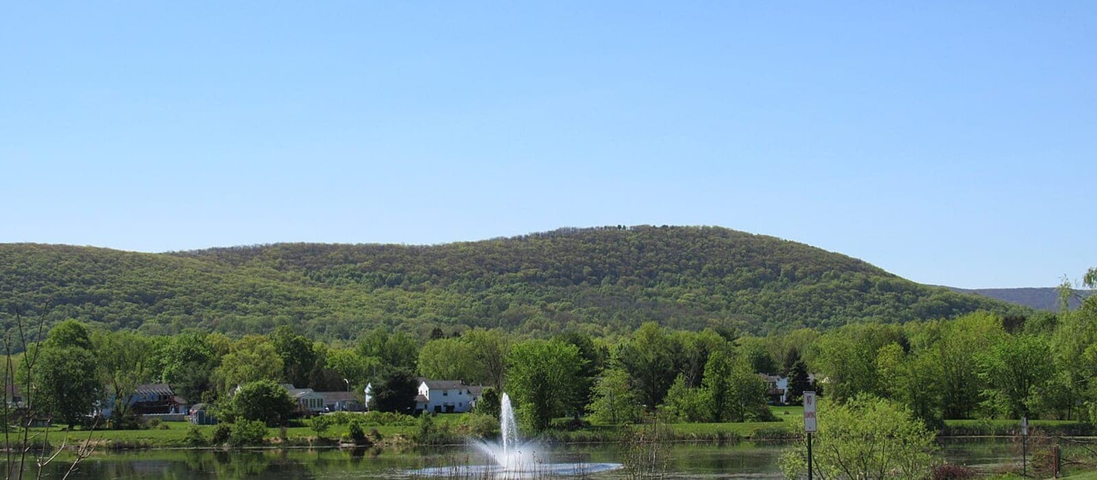 Lake with a fountain in the Village of Washingtonville, NY